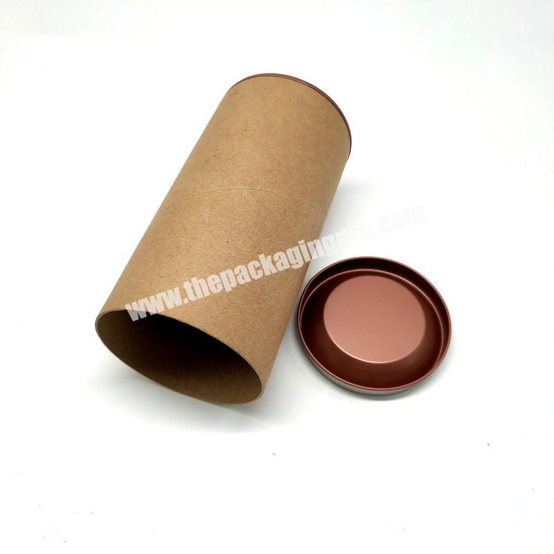 Recycled kraft paper packaging cardboard tube candle paper tube packaging with tin lid