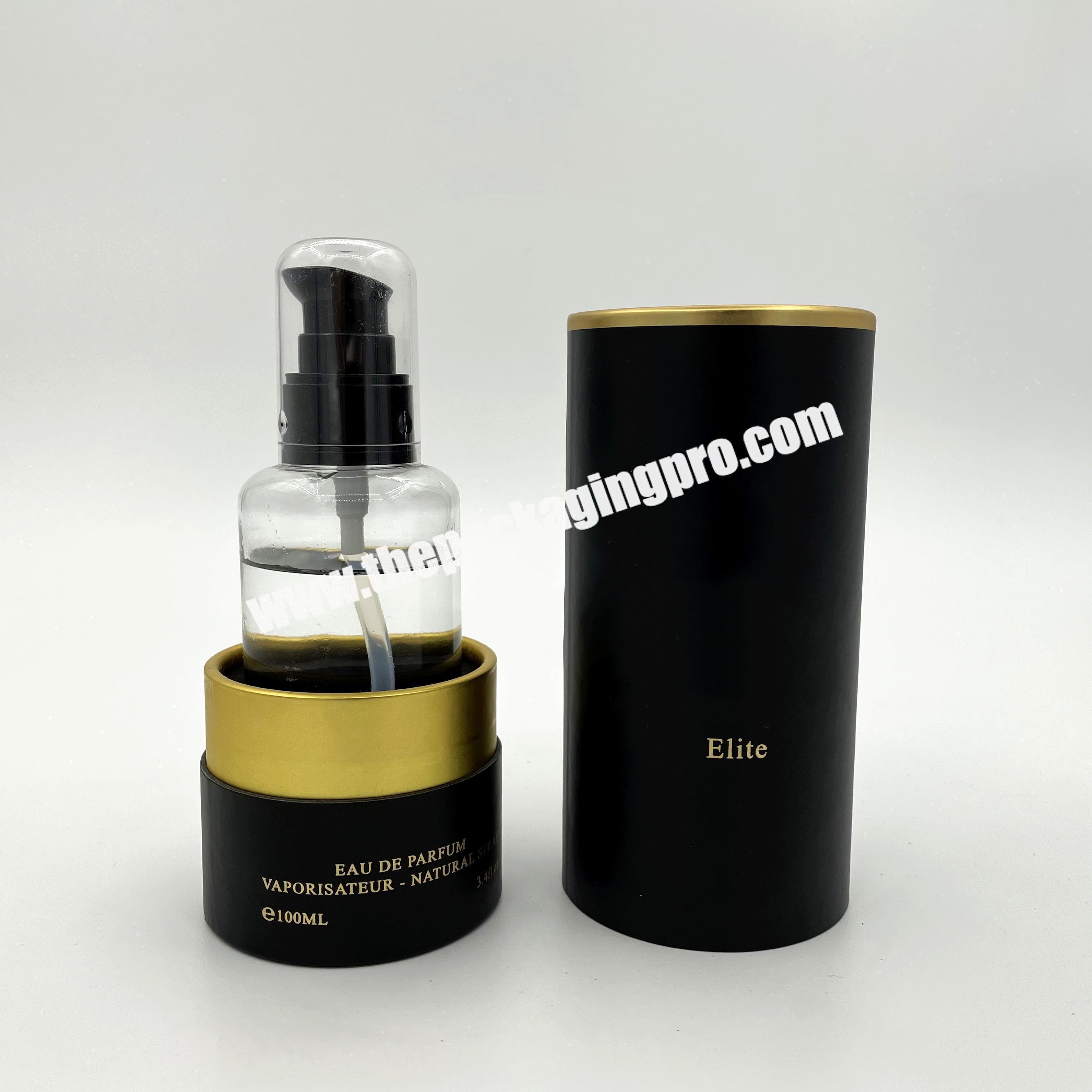 Gold Foil Hot Stamping Beauty Round Matte Black Gift Packaging Empty  Paper Cardboard Perfume Bottle Tube Boxes