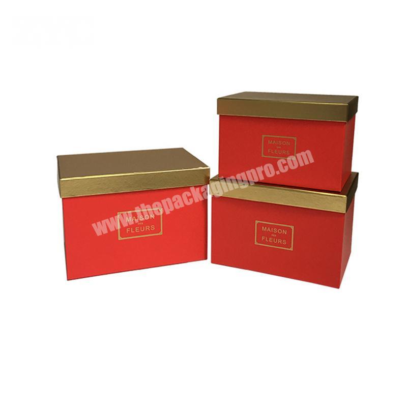3pcs Set Luxury Rectangular Cardboard Flower Gift Boxes