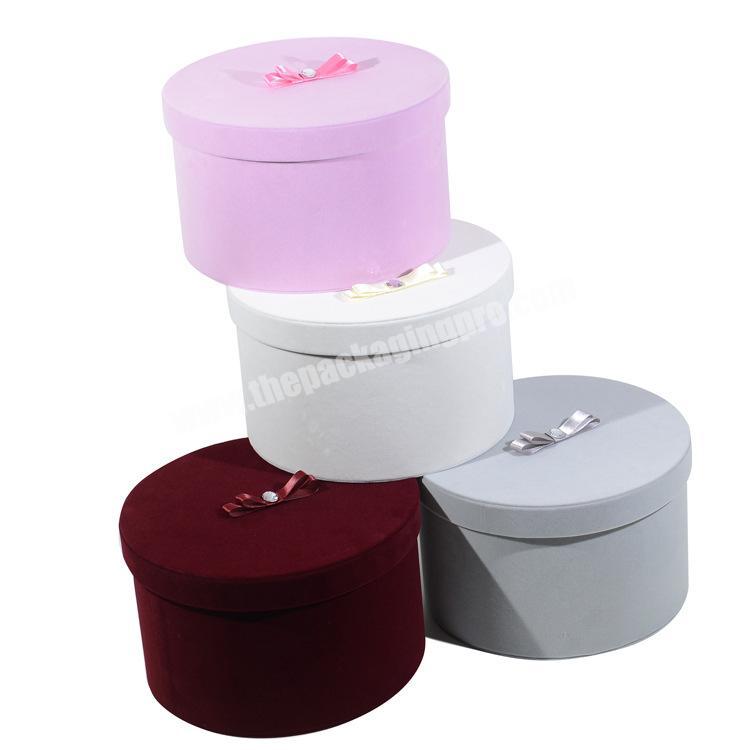 Add LOGO wholesale round flannelette packaging box clothing gift box Valentine's Day flower box