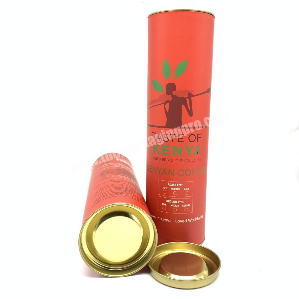 Appearance metal paper chinese custom coffee round cylinder packaging box tea kraft paper tube