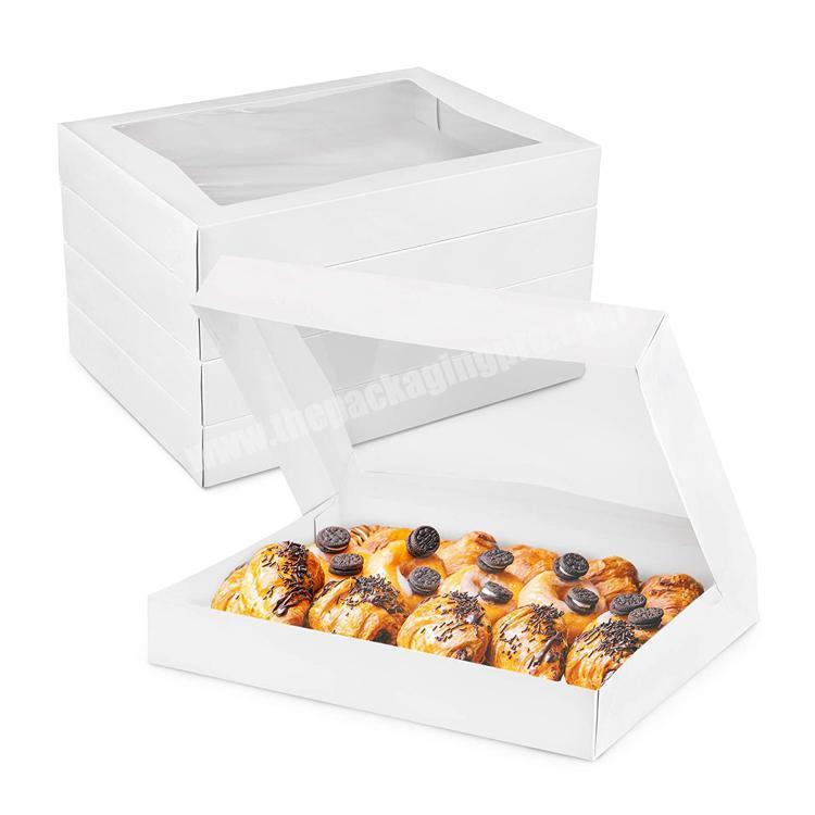Auto-Popup Cardboard Gift Packaging Cardboard Baking cupcake Containers Cookies White Paper Bakery Cake Box with Window