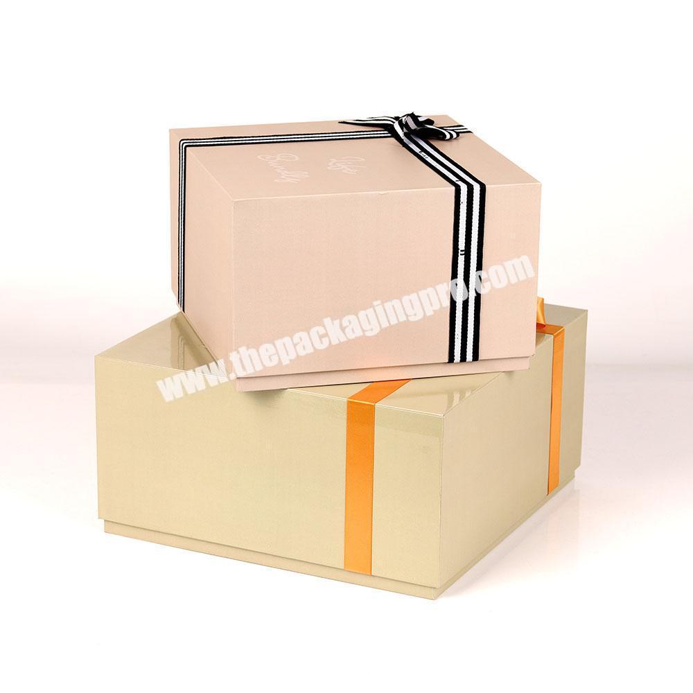 Luxury trendy custom clothing tshirt packaging baby clothes gift cardboard box packaging with ribbon bow