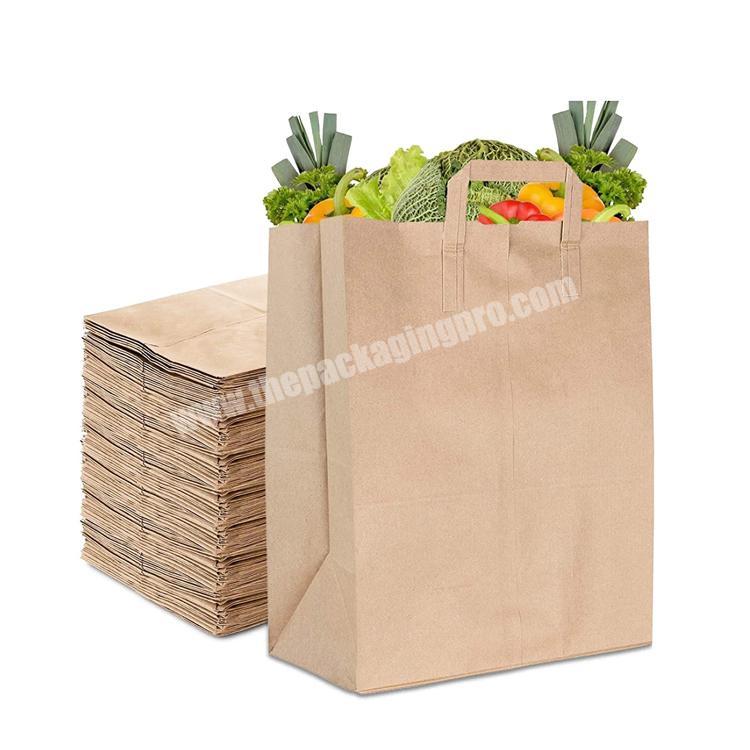 Biodegradable Grocery Shopping Kraft Brown food Paper Bags Packaging Bulk with Handles