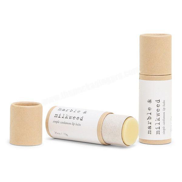 Recyclable Round Empty Paperboard Box Cardboard Container Eco Kraft Paper Tube For Lip Balm Packaging