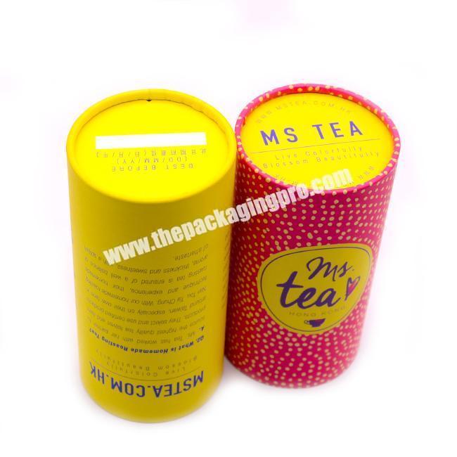 Recyclable Custom Tea Round Box Food Grade Paper Tube With Aluminum Foil Paper Lining Paper Tube Container for Food Packaging