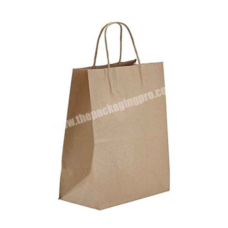 Biodegradable kraft paper shopping bag twist handle retail brown kraft paper bags with your own logo
