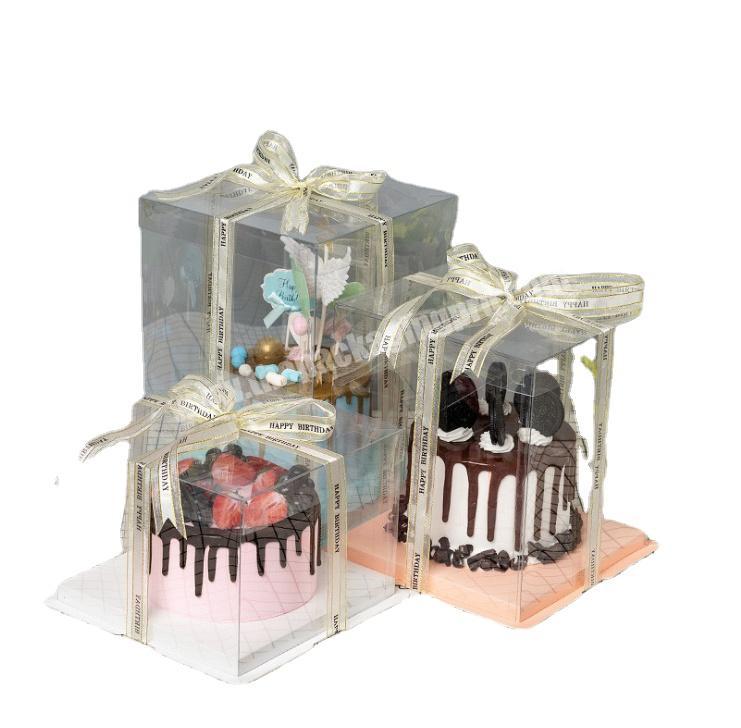 Birthday cake box of portable transparent single double baking packaging customization