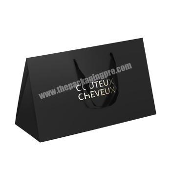 Black hair boxes weave packaging cases custom logo traingle hair extension packaging box