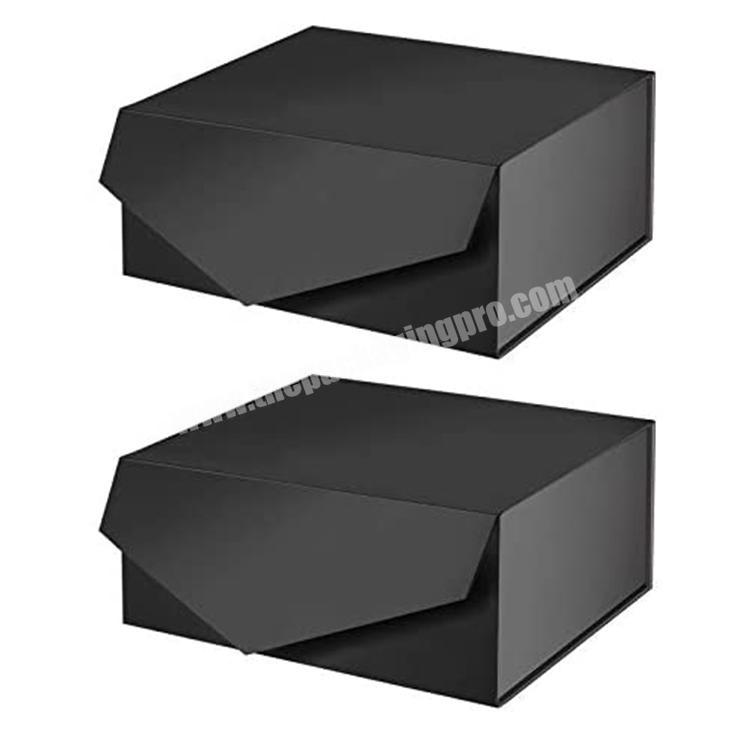 Black wholesale custom logo premium luxury foldable cardboard paper gift box