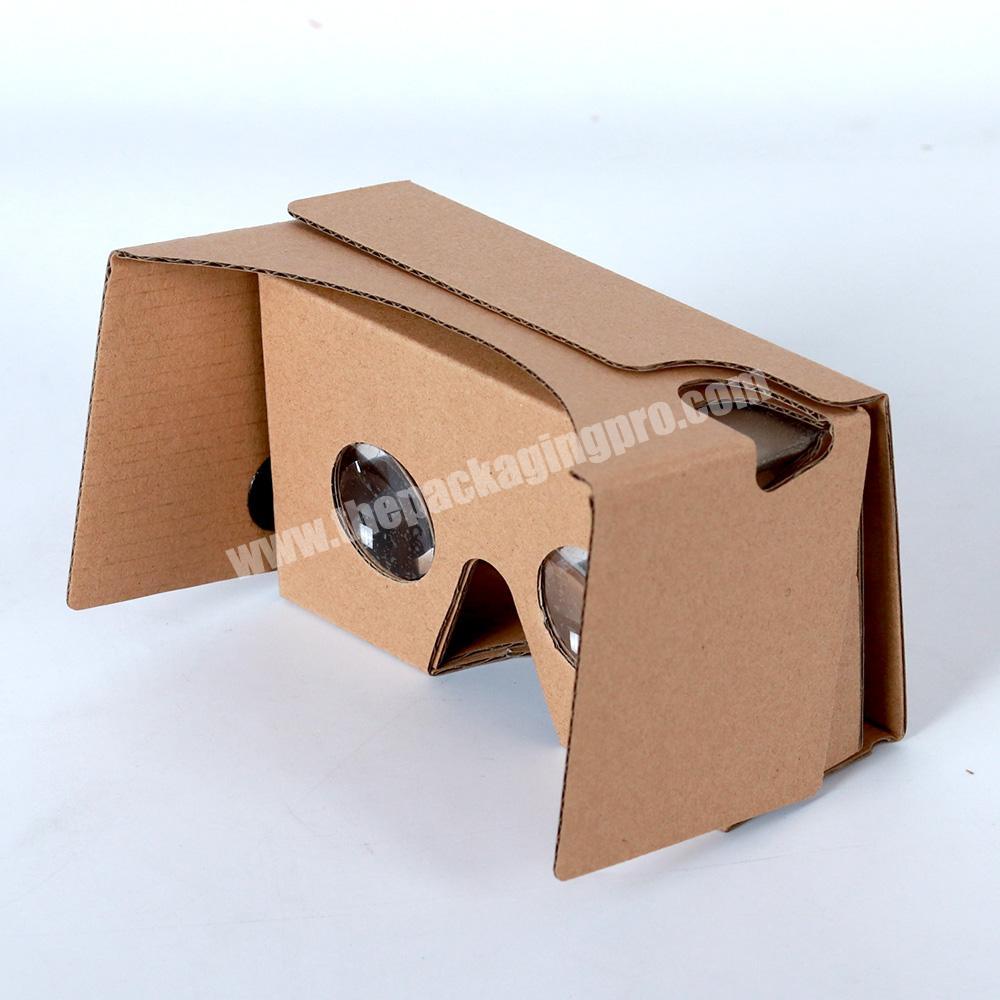 Brown folding cardboard 3D VR glasses virtual reality headset box for IOS Android smartphones
