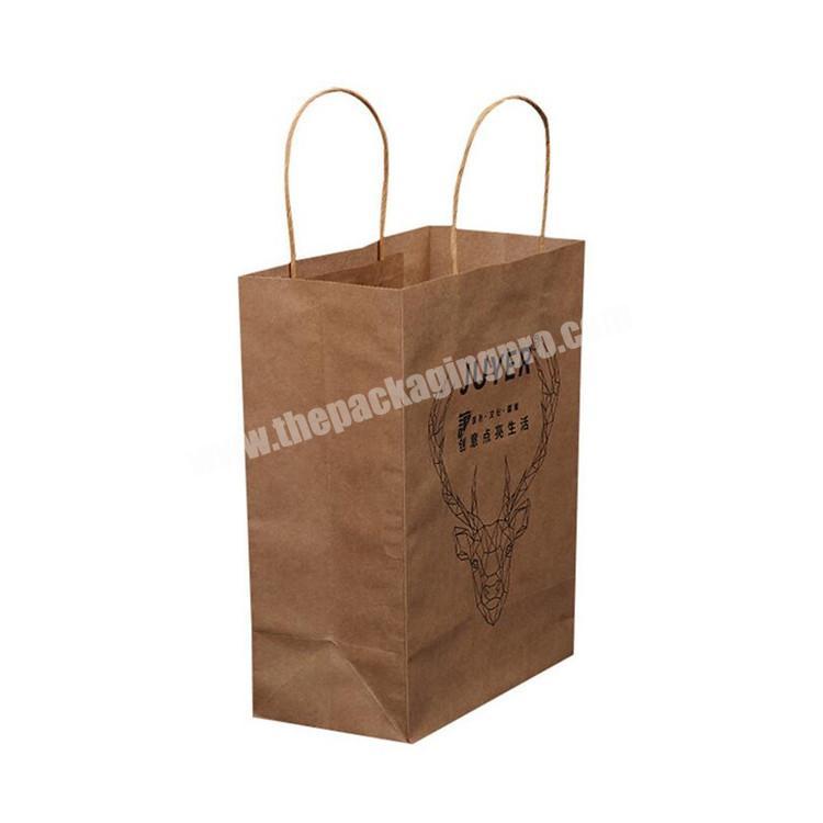 Bulk Sale Custom Logo Printed Grocery Shopping Packaging Brown Kraft Paper Bag Gift With Twisted Handles For Christmas