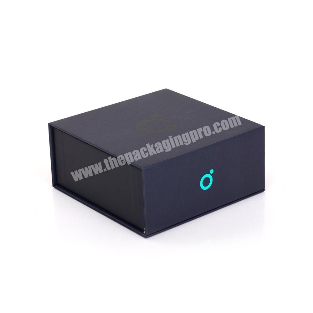 Cardboard Paper Blue caixa de para presente Magnetic Flap Box Packaging Custom Logo