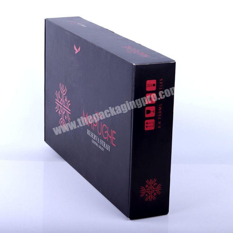 Cheap large black packaging corrugated cardboard shipping boxes custom printing for 750ml glass bottles