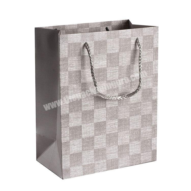 Checkered private label bags packaging paper bag Present Unique Design Paper shopping Gift Bags with Durable Ribbon Handles