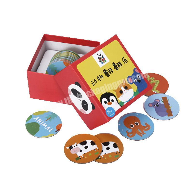 Children's animal flip happy baby cognitive card children's educational toys paper board game card box