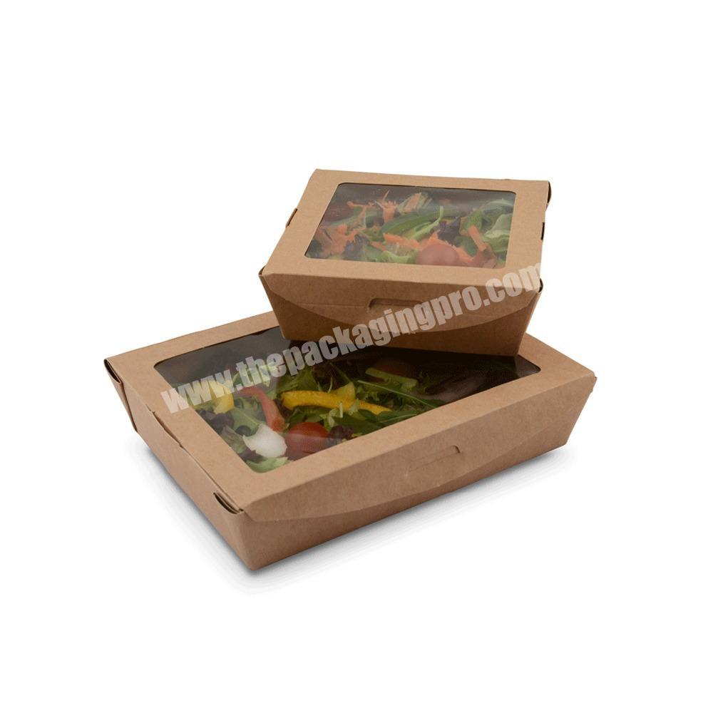 China Custom Made Brown Kraft Take Away Vegetable Salad Box With Window