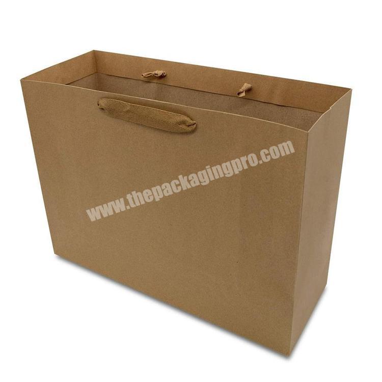 China Manufacturers Custom Printing Craft Brown Kraft Shopping Paper Bags with Cotton Twill Handles