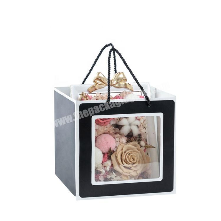 Clear plastic flower shopping carry bag with logo
