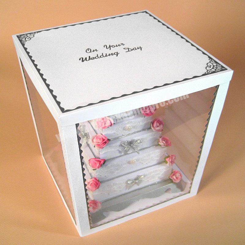 Cool idear tall clear cake box for wedding decoration