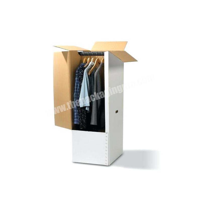 Corrugated carton wardrobe box for packaging clothes with inside