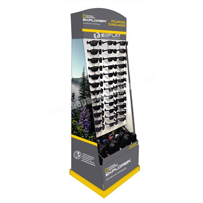 Corrugated display shelf for sunglasses,cardboard pop advertising display stand