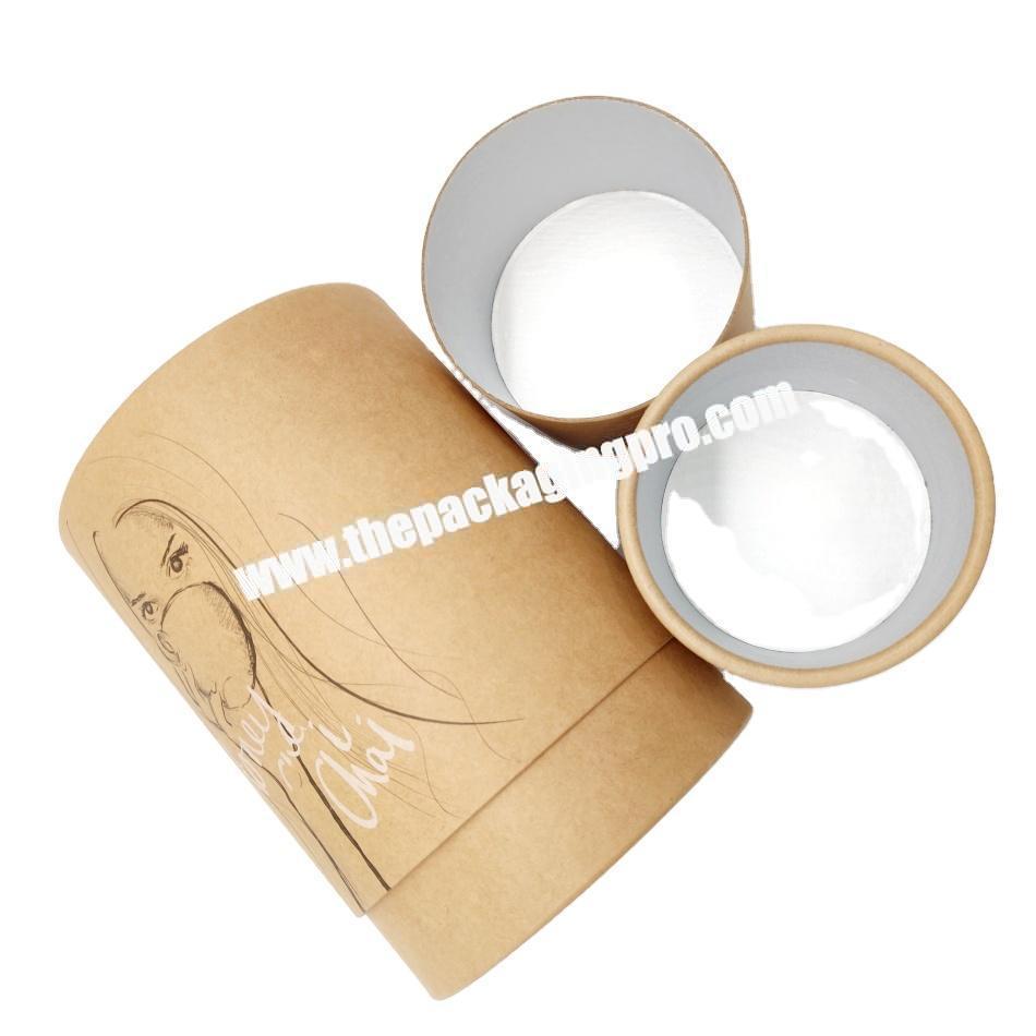 Biodegradable Tea Packaging Kraft Paper Box Eco Friendly Custom Design Kraft Paperboard Tube