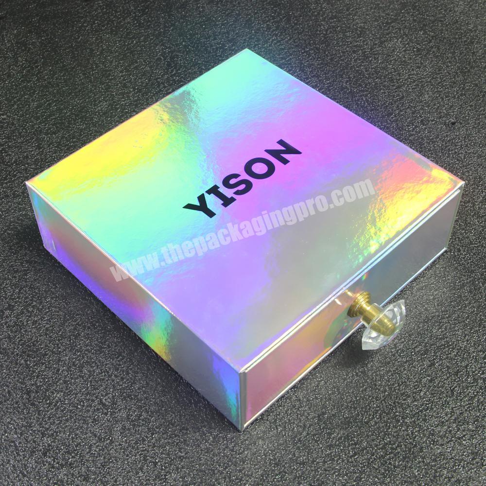Cusrom logo printing paper match box packaging holographic Slide drawer box with handle