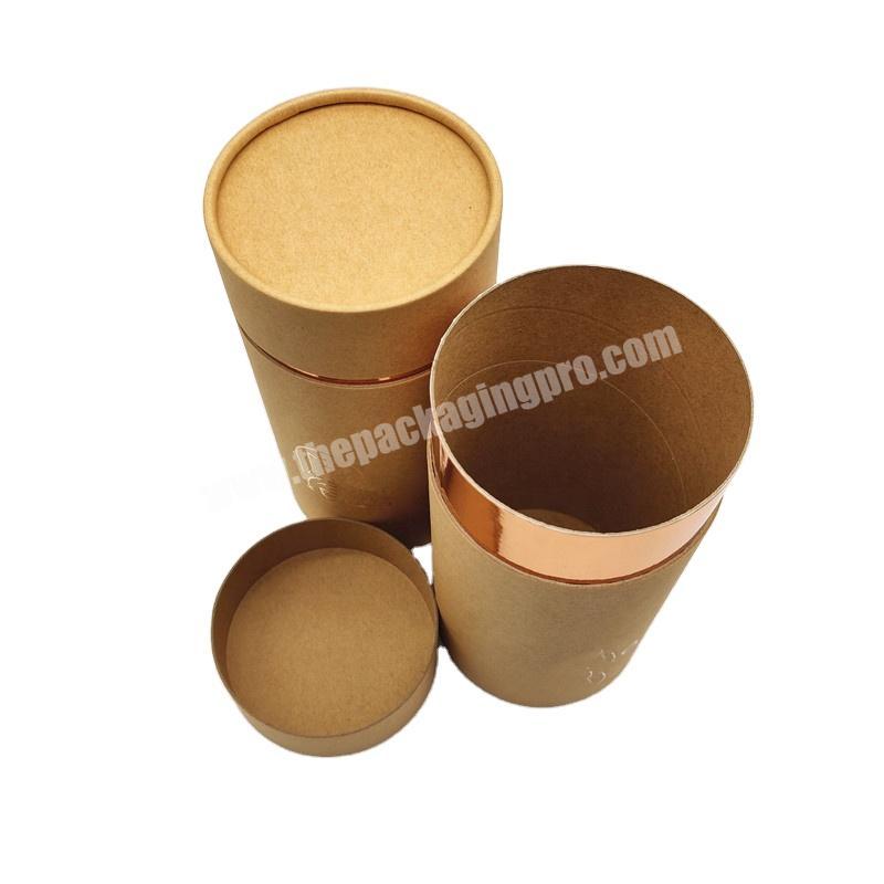Custom Biodegradable Craft Kraft Gift Cardboard Container Luxury Rigid Packaging Perfume Bottles Packaging With Round Paper Box