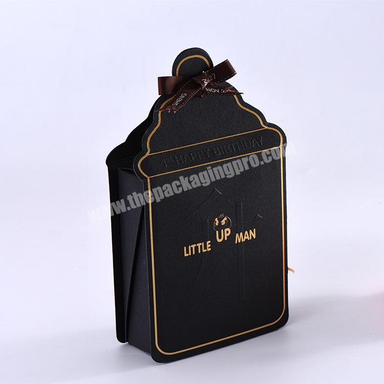 Custom Black Cardboard wedding gift christmas cute foldable fancy small Candy paper favor display packaging chocolate Box party
