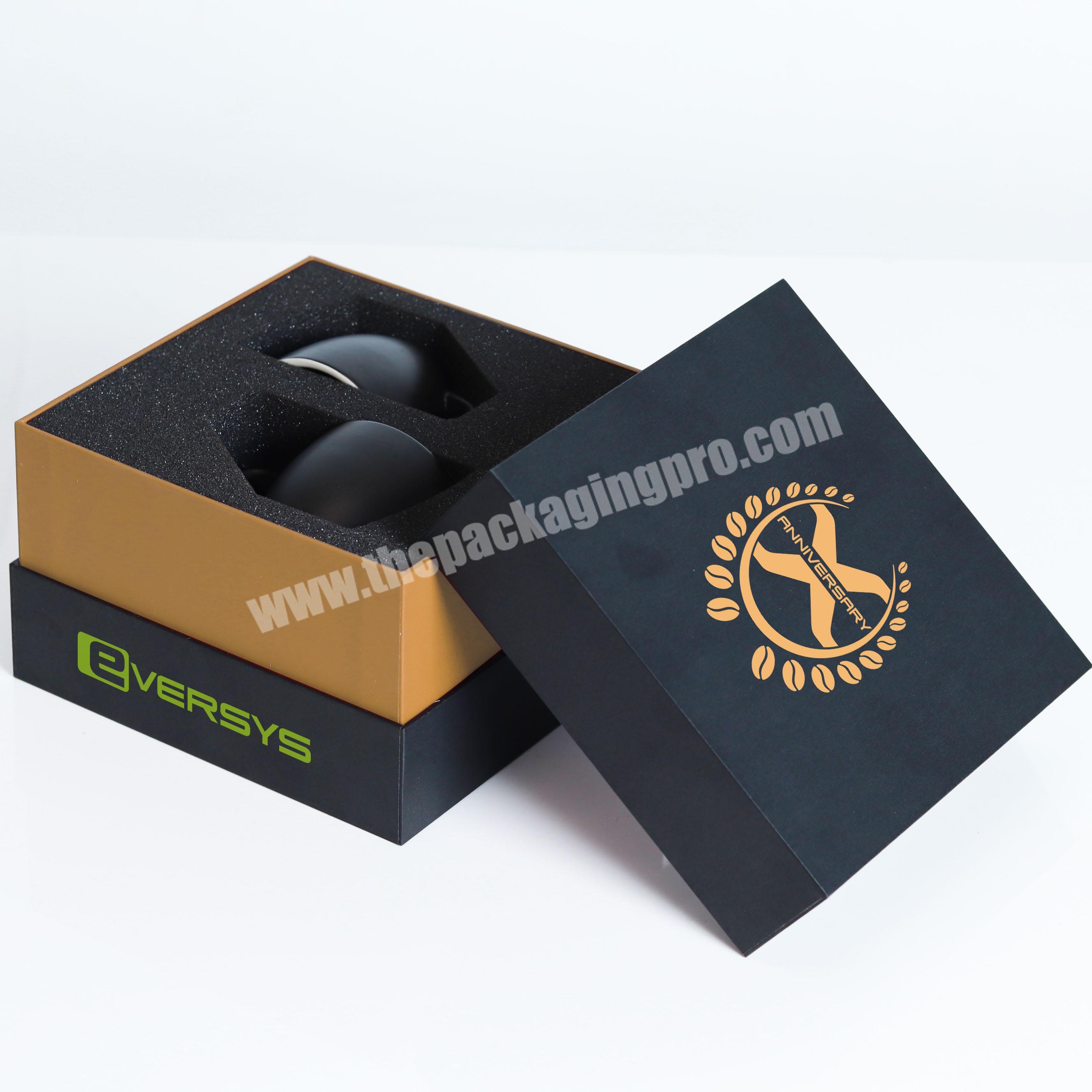 Custom Black Packaging Box with lid base gift box teacup box