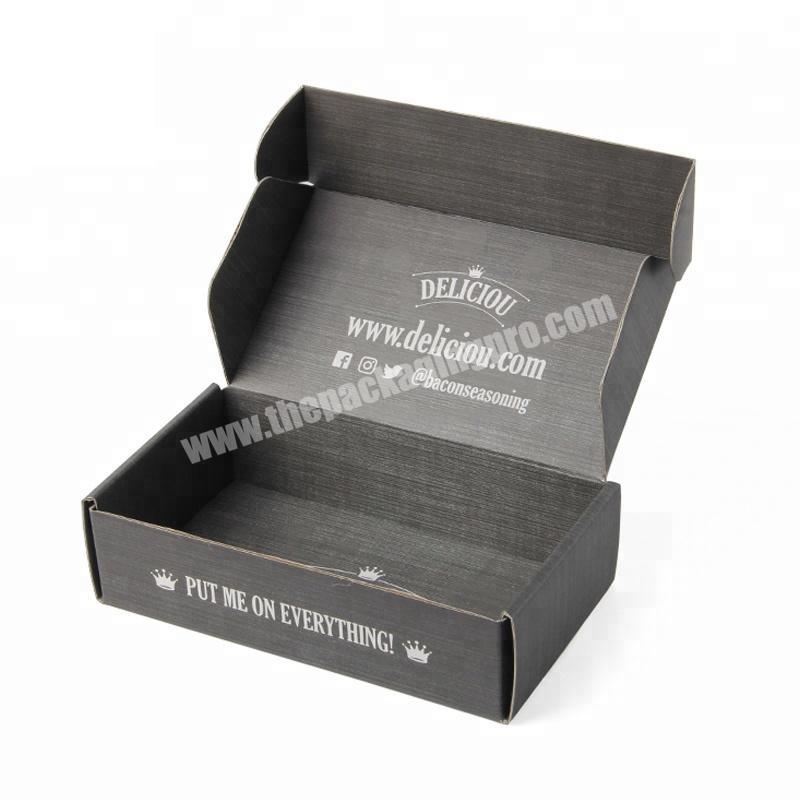 Custom Black Printed E Flute Cardboard Tuck Top Mailer Corrugated Box caixas de papel personalizadas