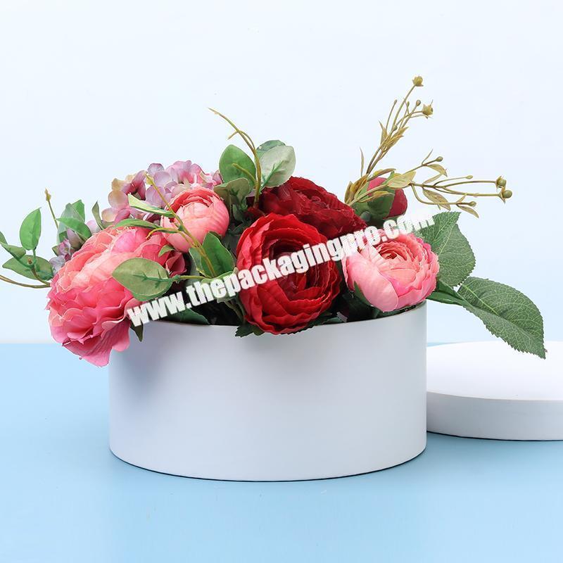 Custom Black Printing Paper Cardboard Wedding Gift Luxury Round Rose Flower Box With Lid Gift Packaging