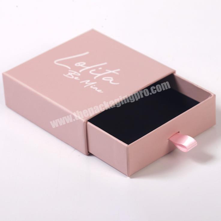 Custom Boxes Jewelry Storage Paper Packaging Organizer Pink slide open craft box Drawer Box