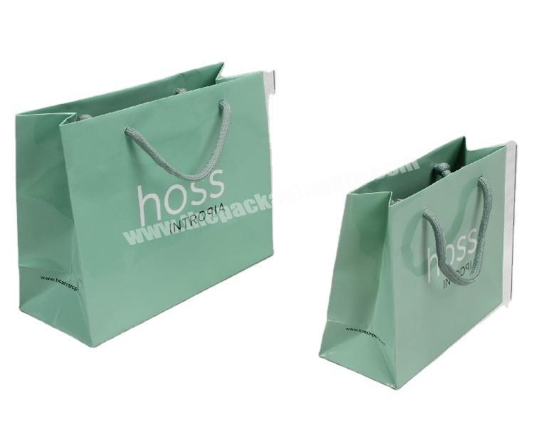 Custom Cardboard Logo Printed Green Cosmetic Paper Bags