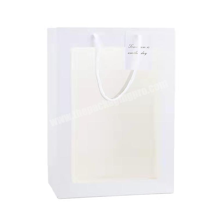 Custom Clear Window Kraft Paper Portable Gift Bag With Handle