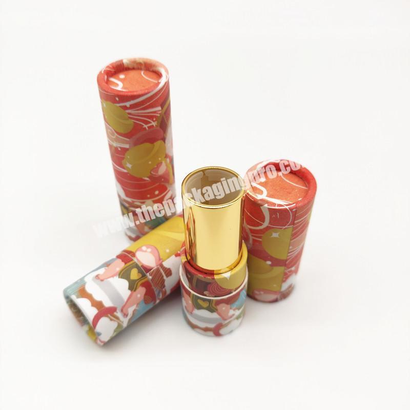 Luxury Customized Twist Up Paper Tube with Plastic Cup for Lip Stick Balm Round Paper Box Container Cosmetics Packaging