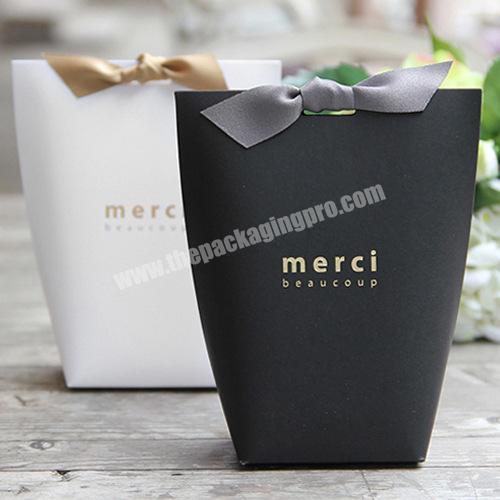 Custom Cute Paper Box White Card Bronzing Small Gift Color Box High-grade Paper Folding Packaging Gift Box with Flat Bottom