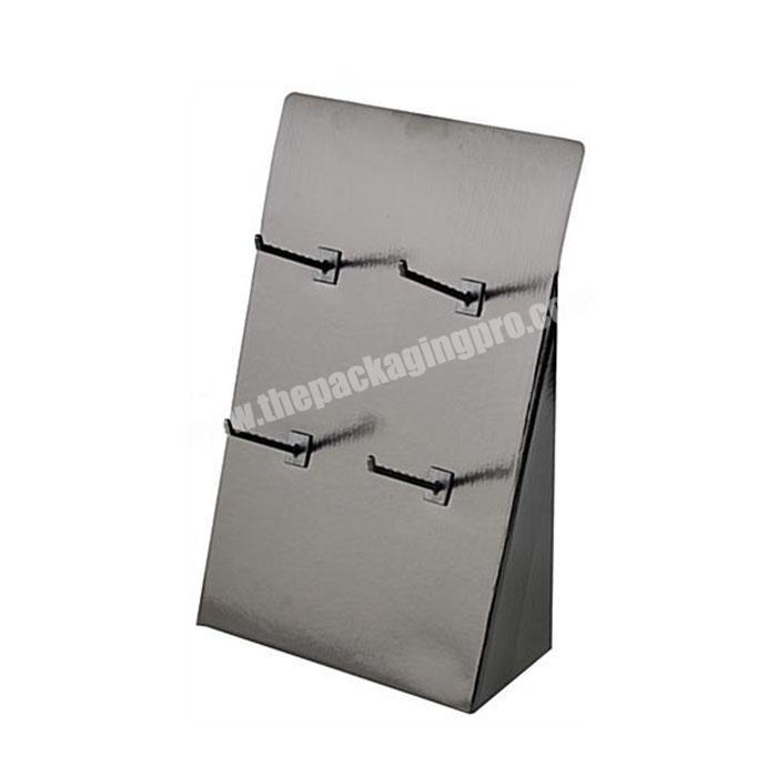 Custom Design Black Color Cardboard Counter Top Paper Hooks Table Display Stand