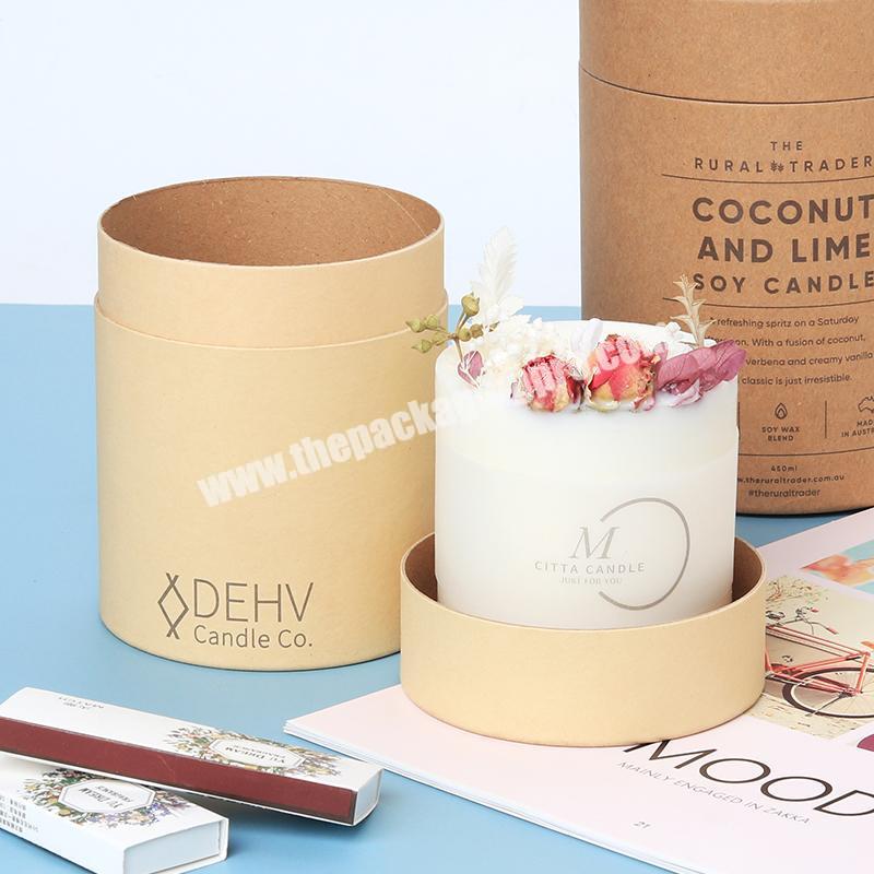 Circle cusomized round candle cardboard tube box package black and white kraft paper tube