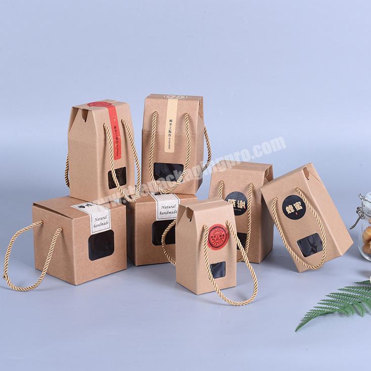 Custom Food Product Kraft Paper Packaging carton Cardboard Wine gift Box With Handle