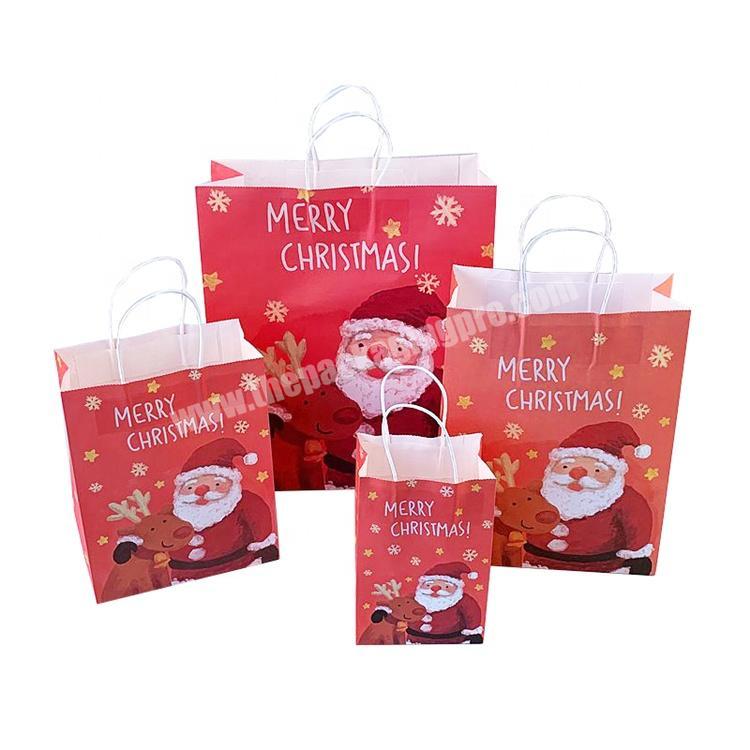 Custom Glossy Embossed Fancy Christmas Party Shopping Small Gift Craft Paper Bags