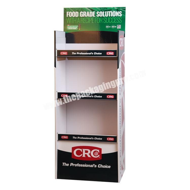 Custom Green Material Foldable Paper Floor Display Stand For Supermarket