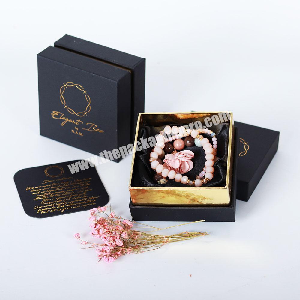 Custom High Quality Small Recycled Cardboard Necklace Packaging Rose Gold Jewelry Ring Boxes With Cards