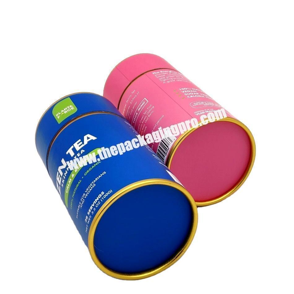 High Quality Customized Fancy Design Round Cylinder Paper Cardboard Tea Coffee Powder Food Tube Packaging