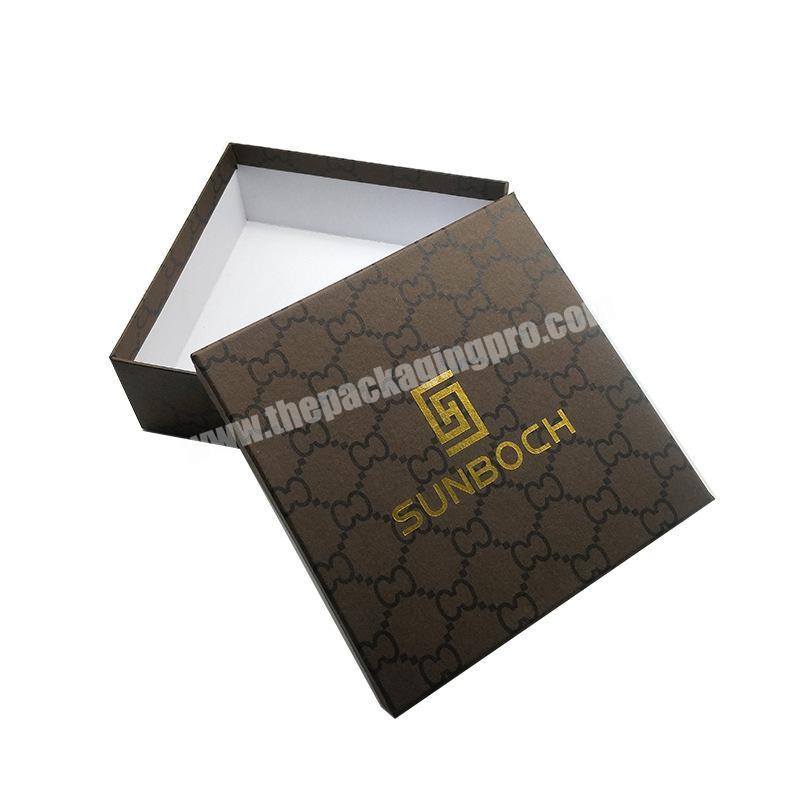 Custom Logo Black Magnetic Cardboard Paper Gift Premium Art Paper Men Watch Square Packaging Box With Gold Foil