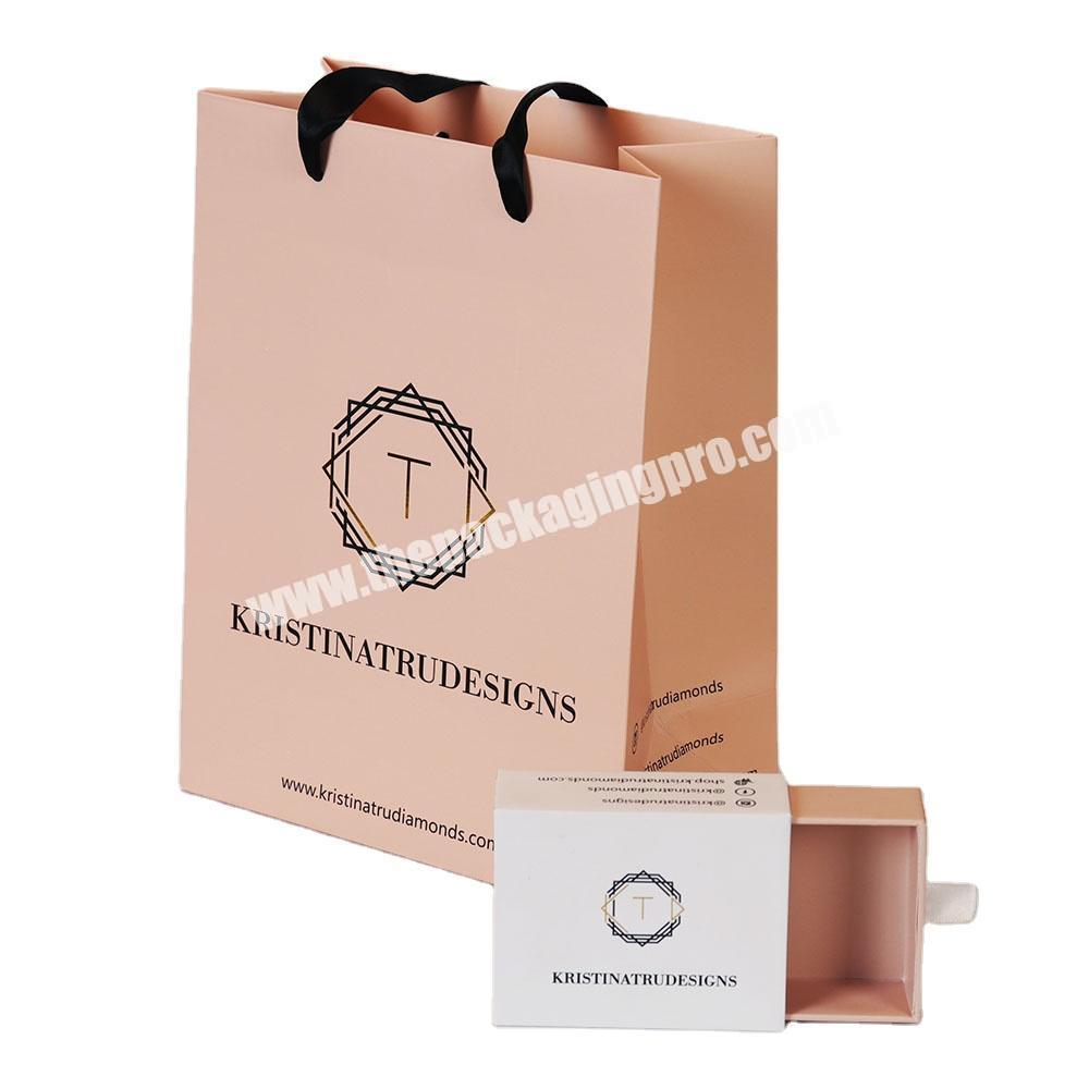 Custom Logo Cardboard Gift Packaging Drawer Box And Art Paper Bags