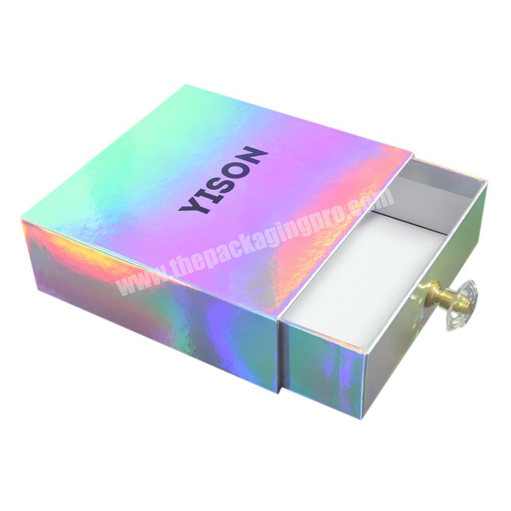 Custom Logo Design Luxury Drawer Holographic Jewelry Box Packaging