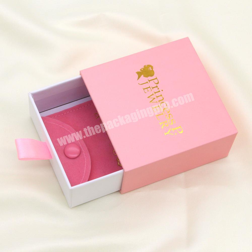 Custom Logo Luxury Paper Cardboard Small Pink Gift Packing Box Jewelry Jewel Box Earring Packaging Jewel Jewelry Box Packaging