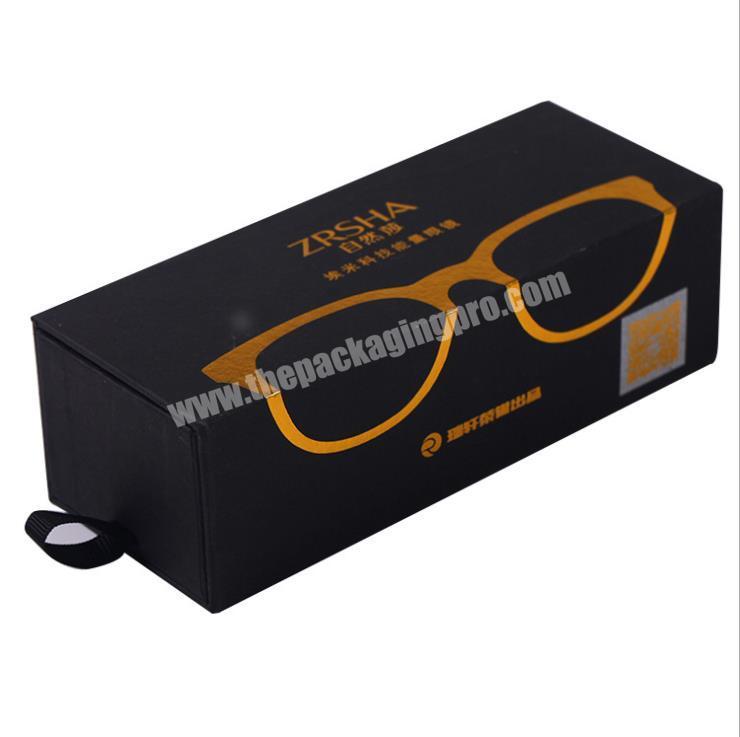 Custom Logo Luxury Rectangle Black Paper Box Case Packages For Glasses Packaging